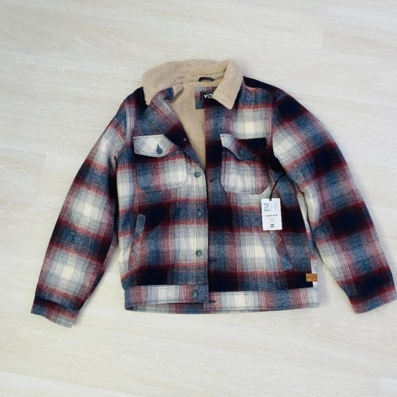 Billabong BNWT Men's Plaid Sherpa Jacket Large - Picture 2 of 10